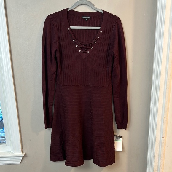 NWT Nina Leonard Long Sleeve Sweater Dress - Picture 1 of 5